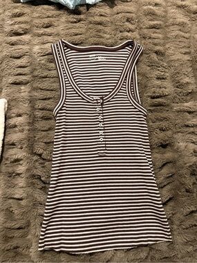 Brown and white striped aerie tank top